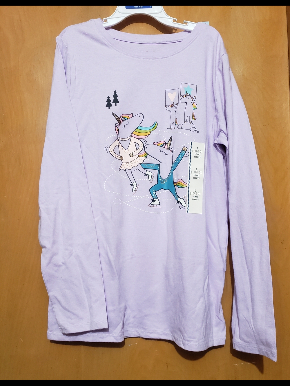 Cat & Jack Lavender Unicorn Ice Skating Long Sleeve Tee